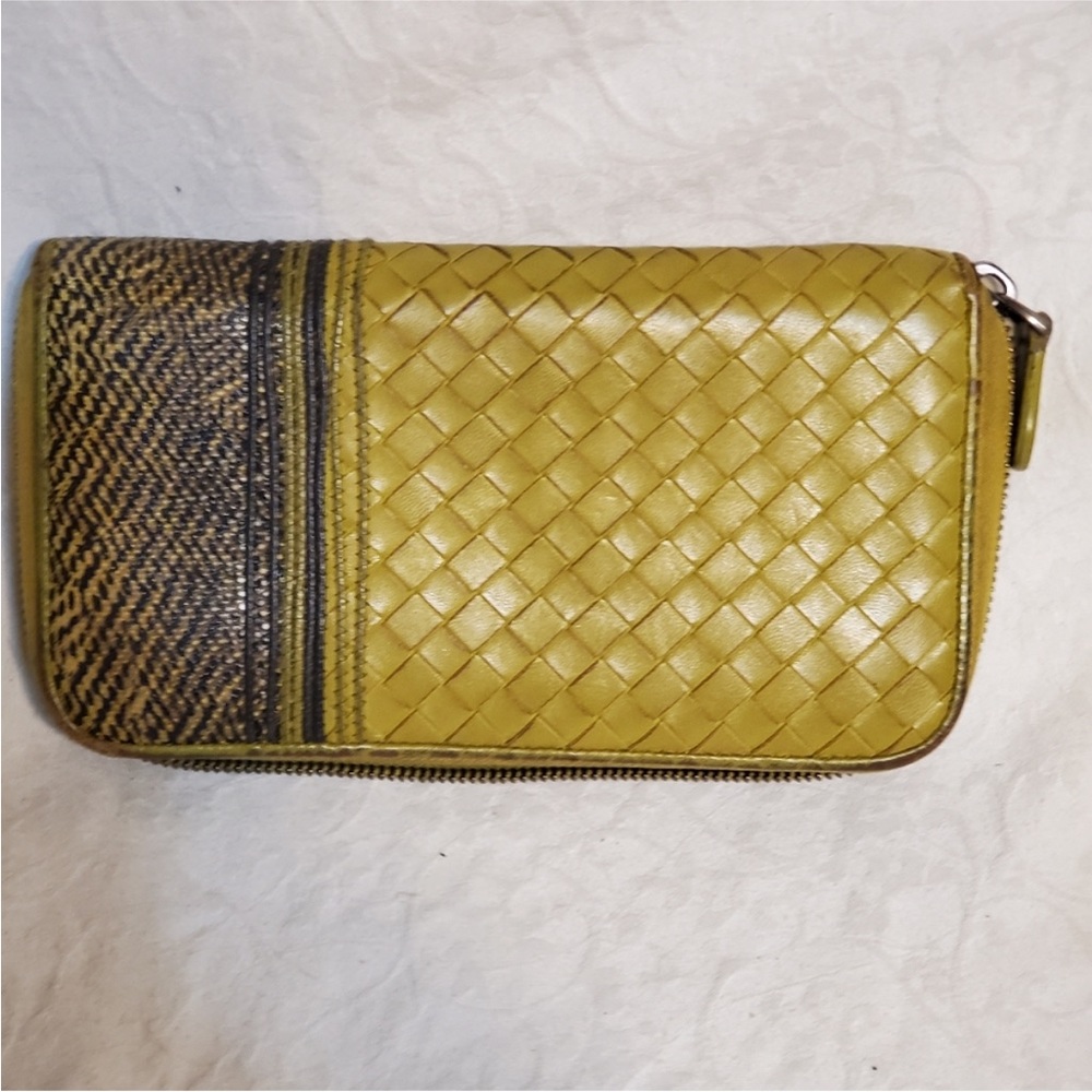 Yellow Woven Wallet with Zipper - Picture 12 of 16